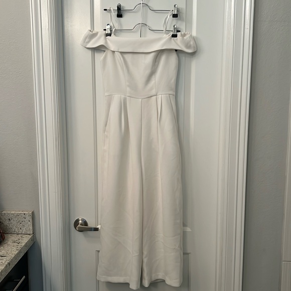 BCBGeneration white off-the-shoulder midi jumpsuit - Picture 2 of 4